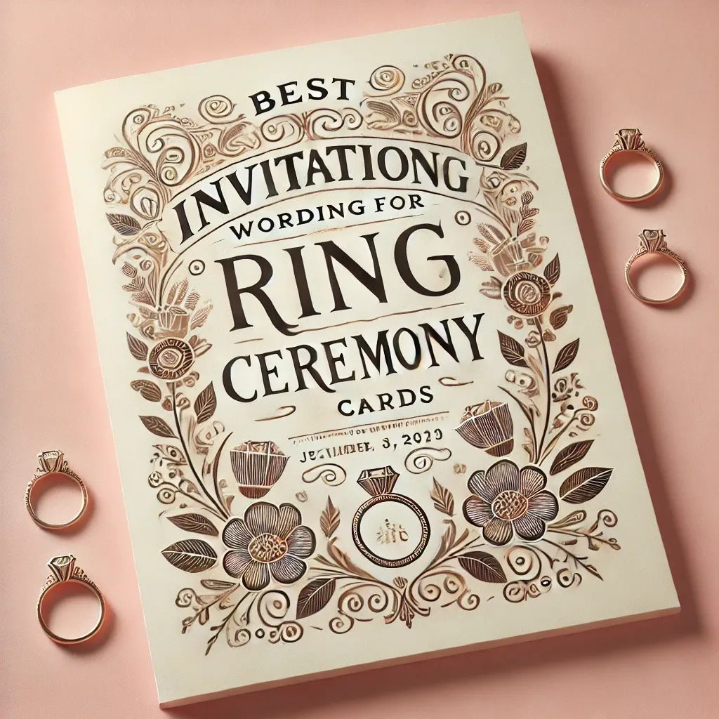 DALL·E 2025-03-05 16.40.43 - A visually appealing image with the heading 'Best Invitation Wording for Ring Ceremony Cards' displayed prominently. The design should be elegant and .webp